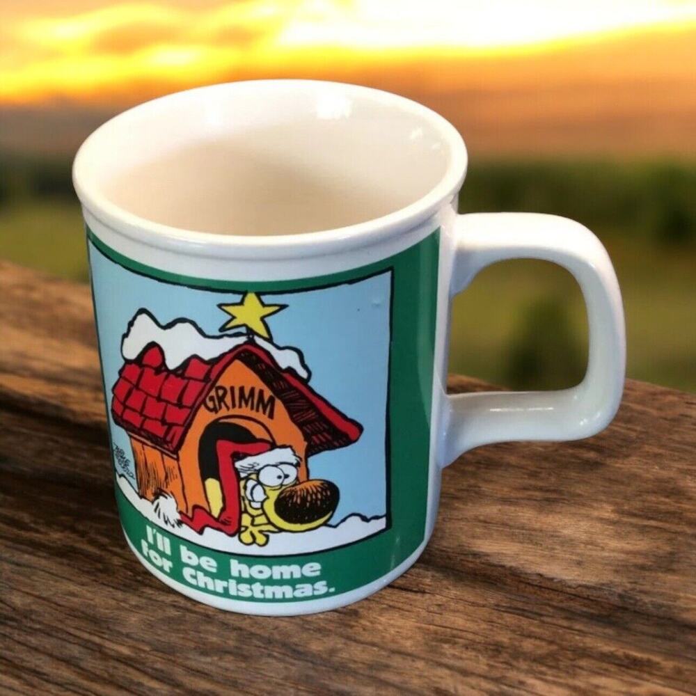 Rare Vintage 1989 Grimm‎ Grimmy I’ll Be Home For Christmas Mug Mgm-UA Enesco